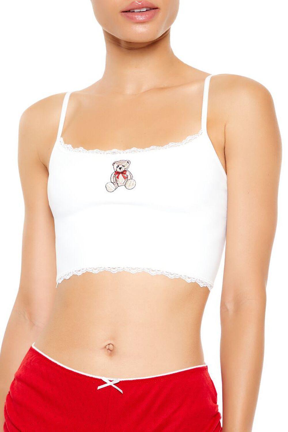 Embroidered Teddy Bear Longline Bralette | Forever 21 Product Image