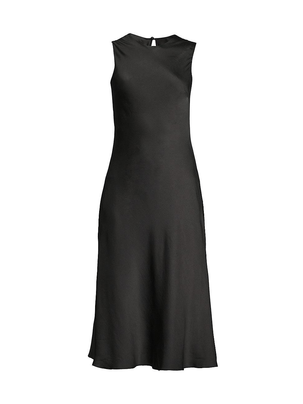 Womens Silk Satin Sleeveless Midi-Dress Product Image