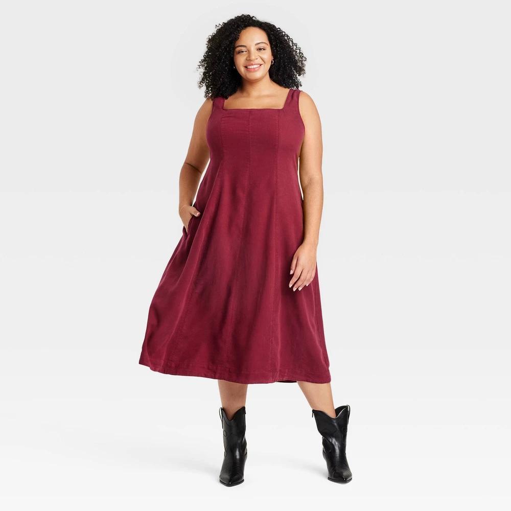 Womens Tank Midi A-Line Dress - Universal Thread Maroon 3X Product Image