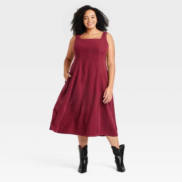 Womens Tank Midi A-Line Dress - Universal Thread Maroon 3X Product Image