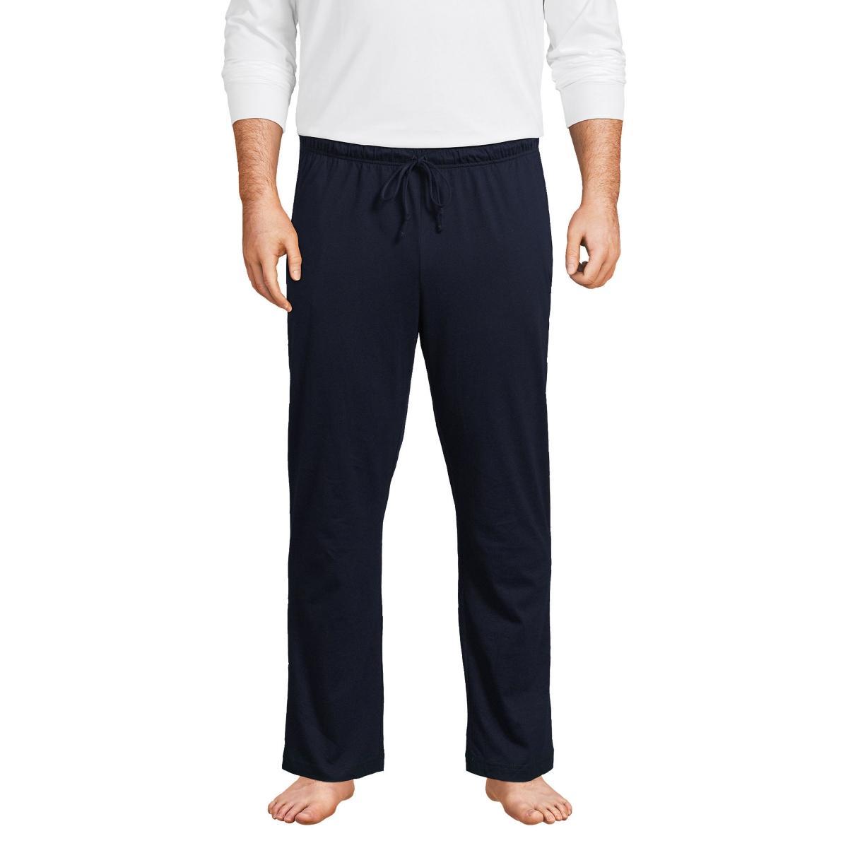 Big & Tall Lands End Knit Jersey Sleep Pants, Mens Dark Blue Product Image