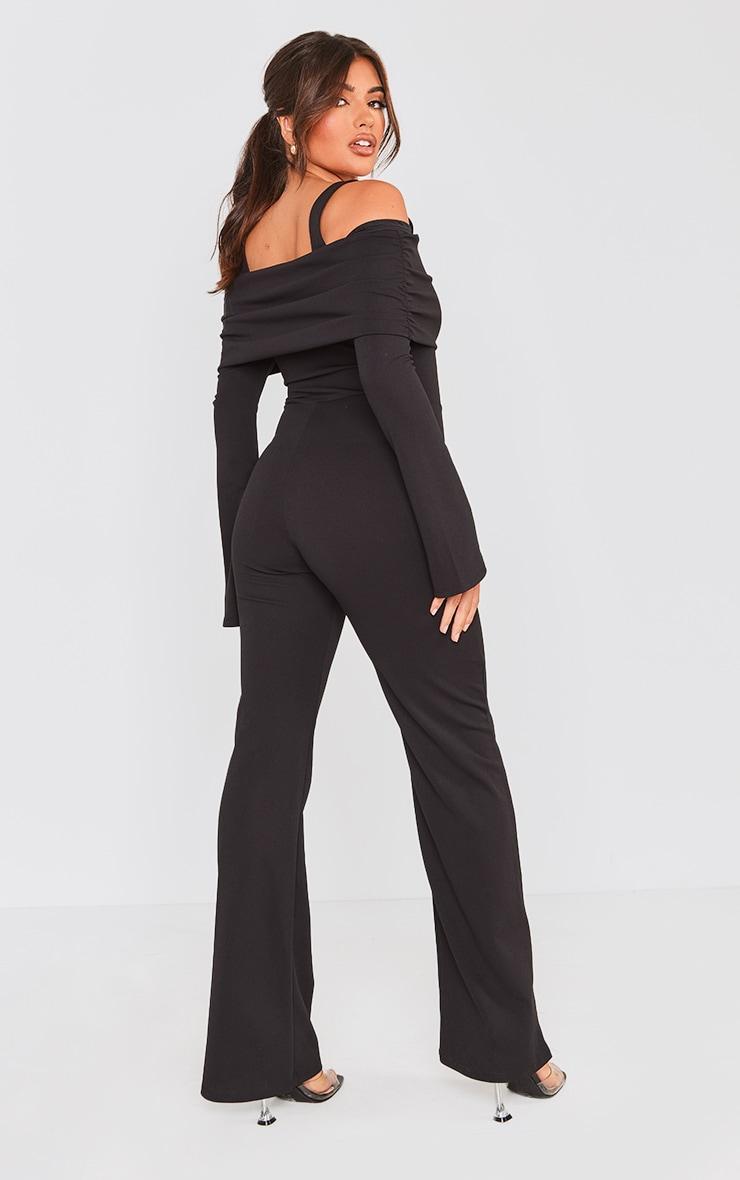 Black Off Shoulder Long Sleeve Jumpsuit Product Image