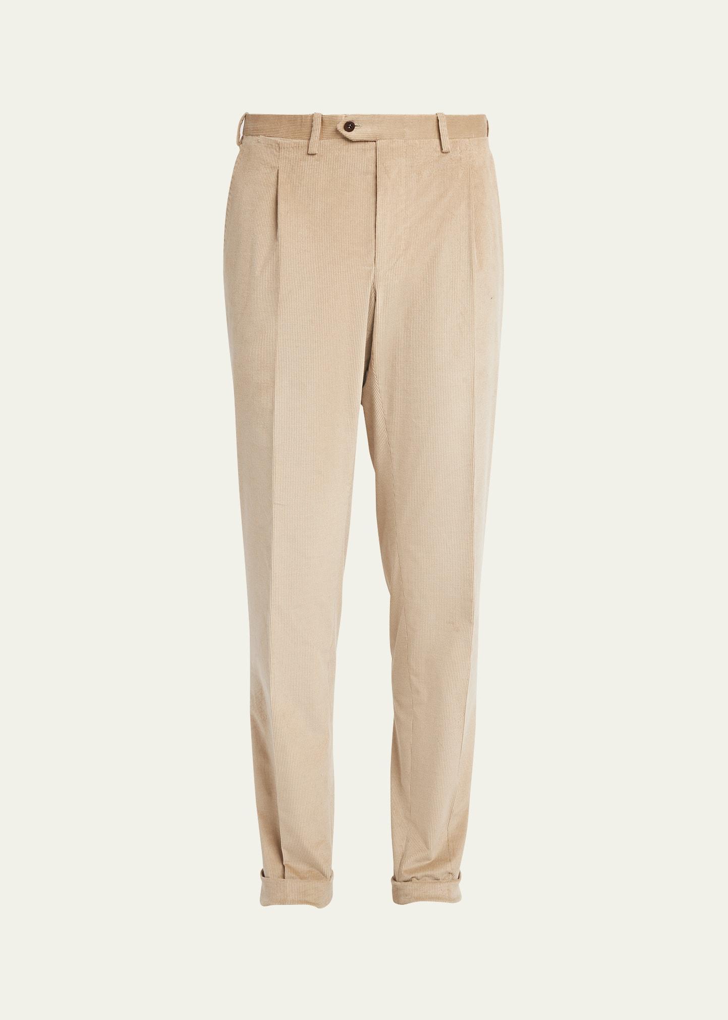 Mens Tan Corduroy Trousers Product Image