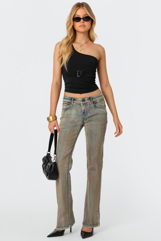 Boot Cut Low Rise Mud Washed Jeans Product Image