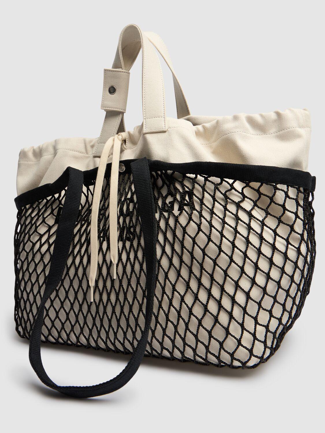 Medium 24/7 Canvas & Fishnet Tote Bags In Natural/black Product Image