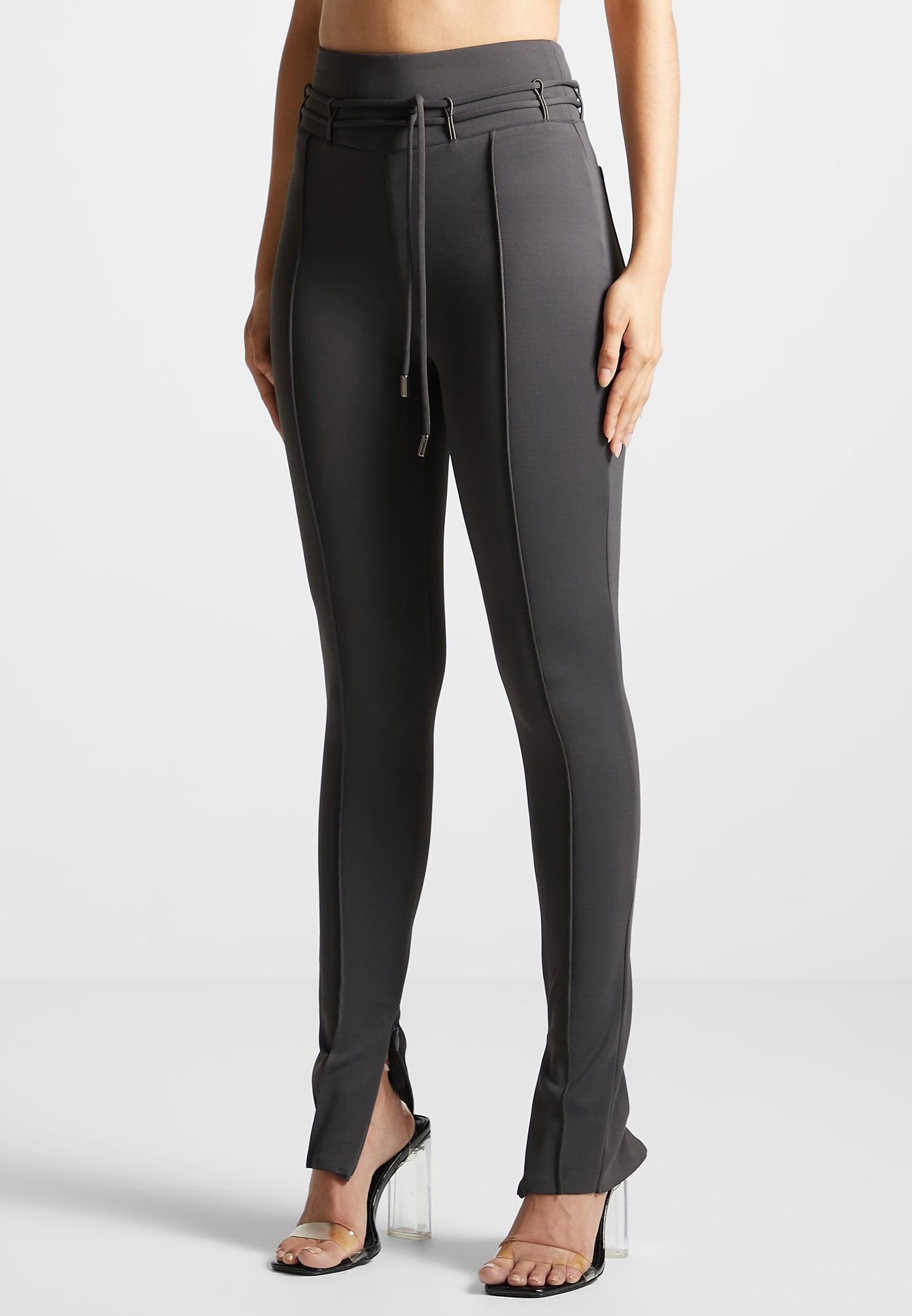 Neoprene Tie Detail Leggings - Charcoal Grey Female Product Image