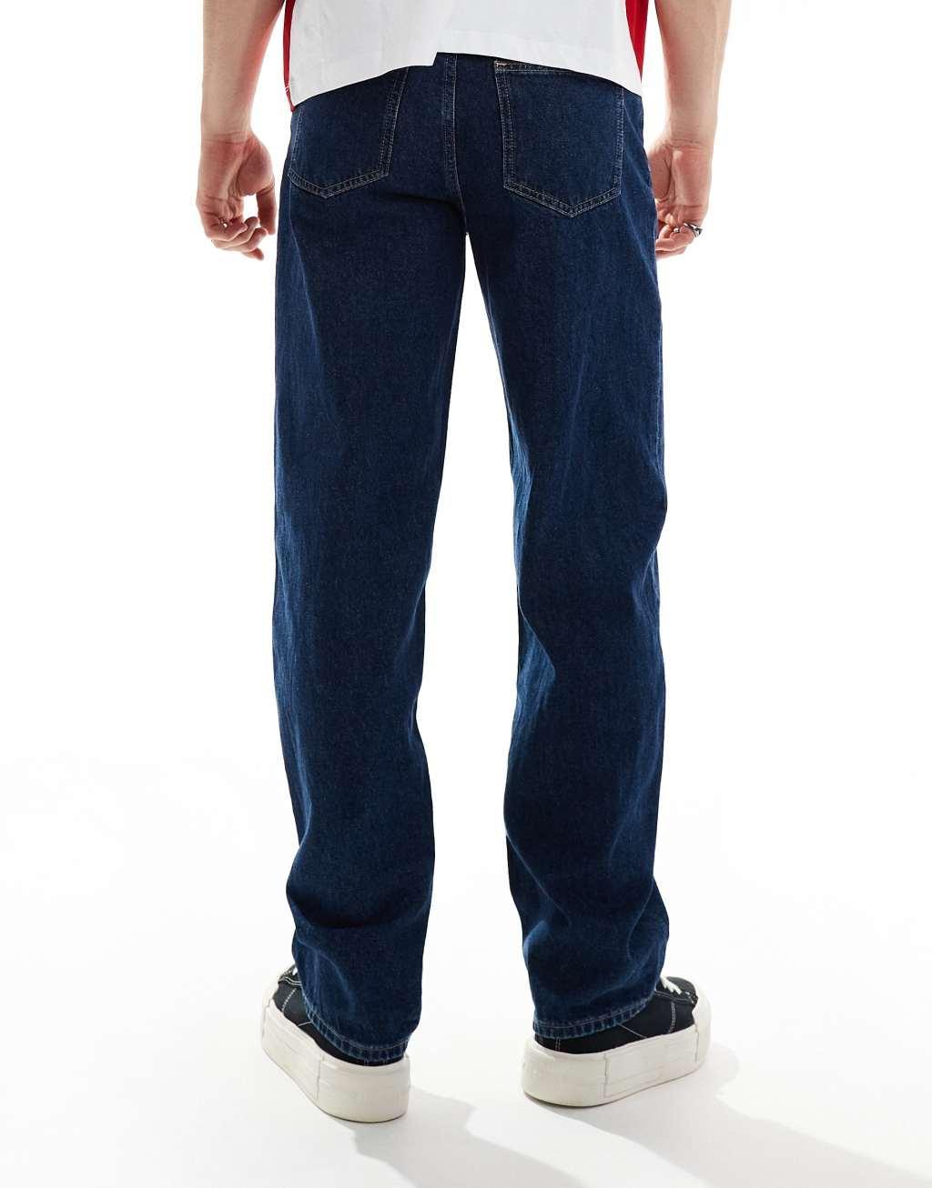 Calvin Klein Jeans authentic straight leg jeans in dark wash Product Image