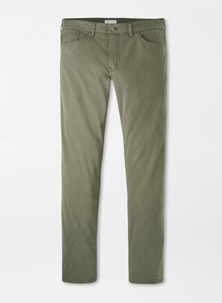 Peter Millar Mens Signature Sateen Five-Pocket Pant | Color: Military | Size: 42 Product Image