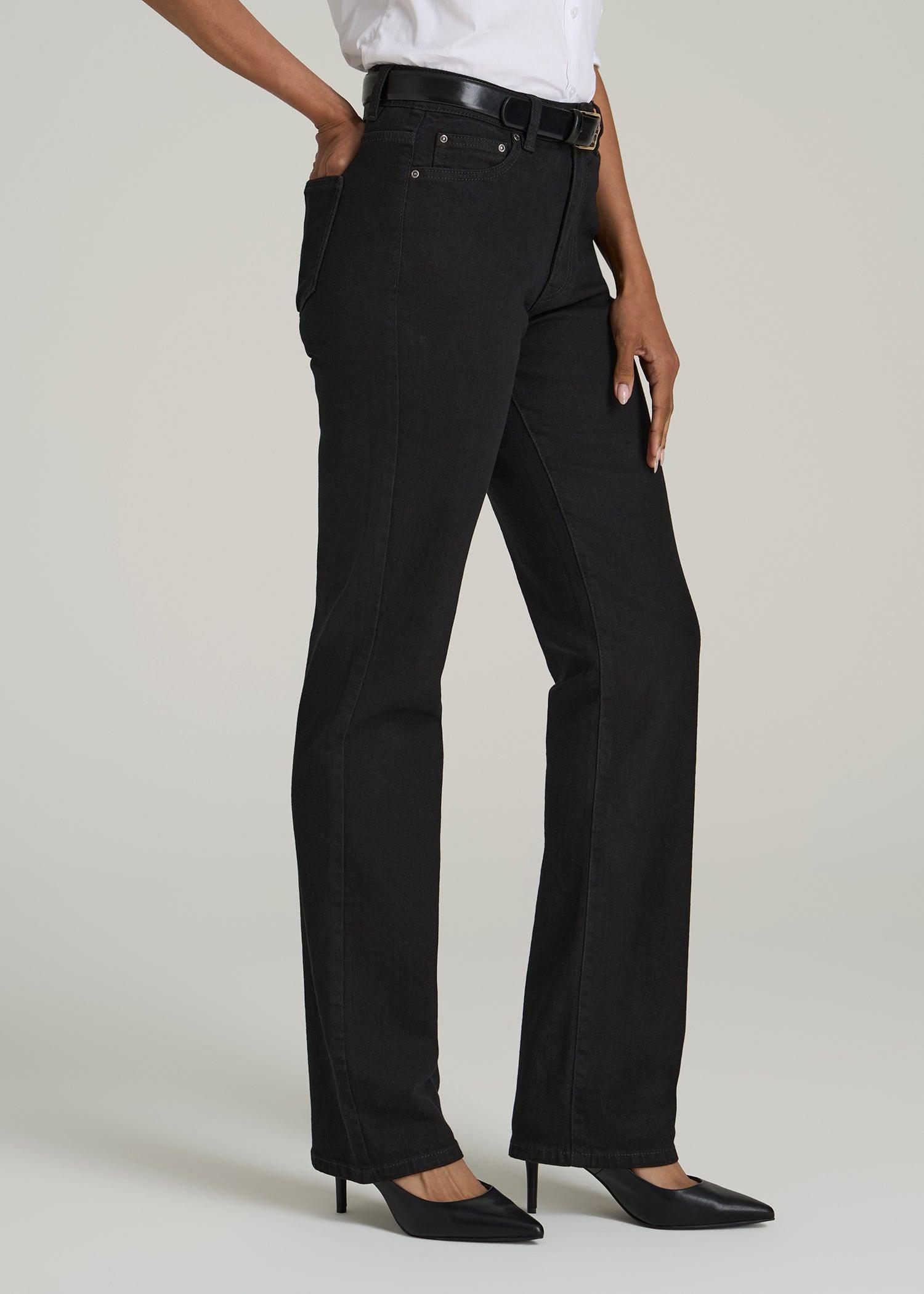 Harper High Rise Straight Stretch Tall Women's Jeans in Black Product Image