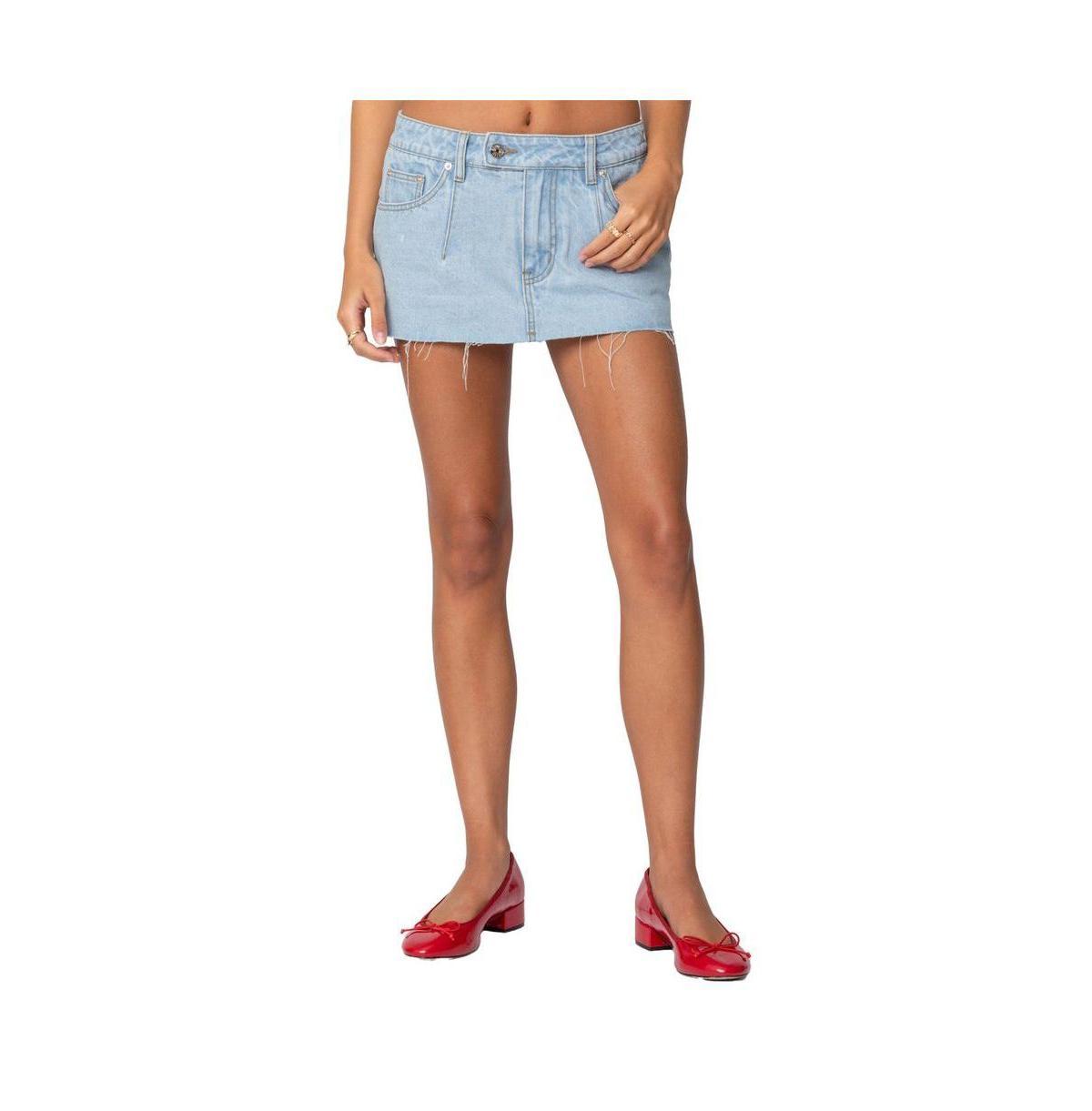 Edikted Womens Clementine Low Rise Denim Micro Skort Product Image