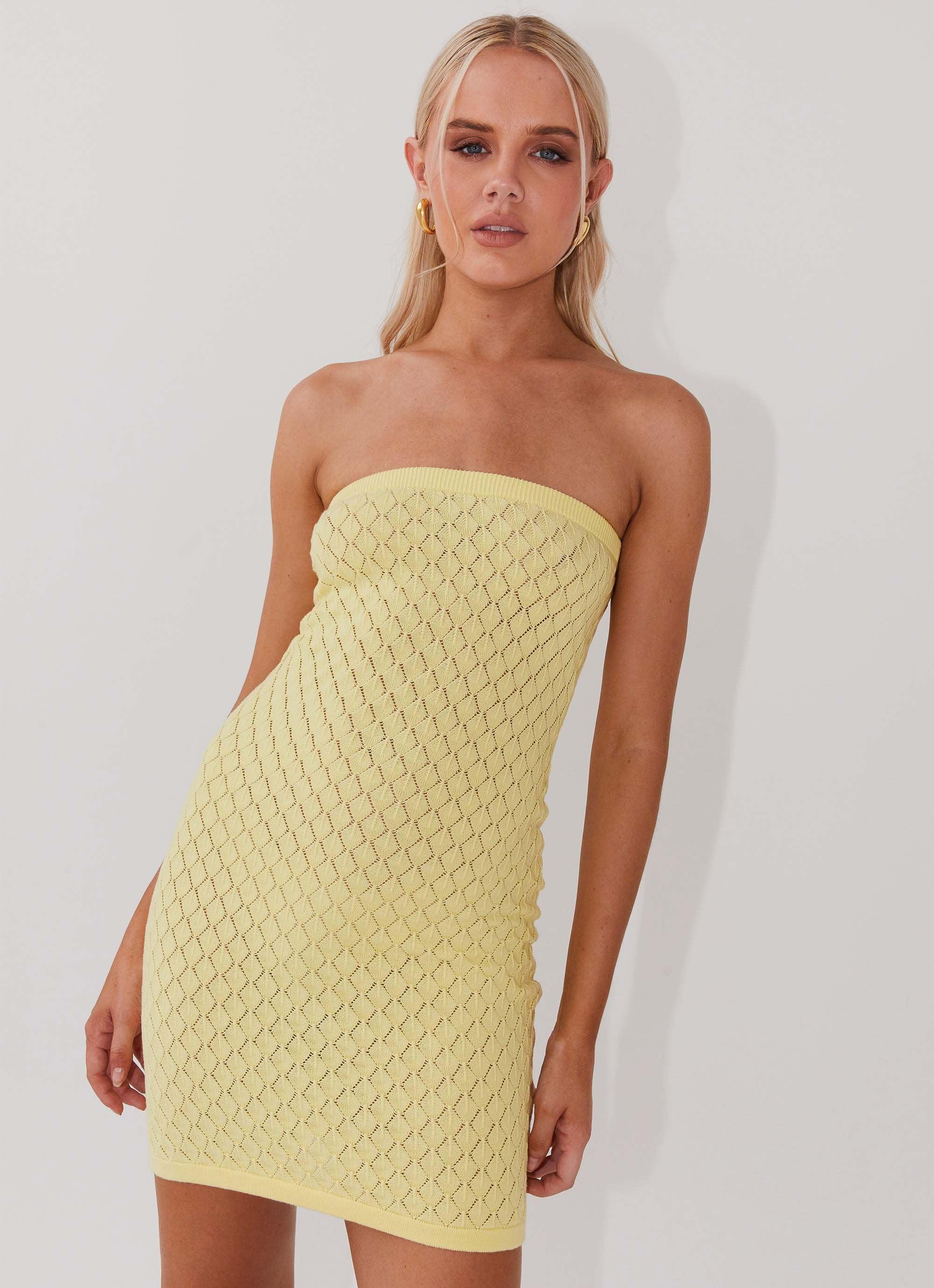 Lifeline Knit Tube Mini Dress - Lemon product image