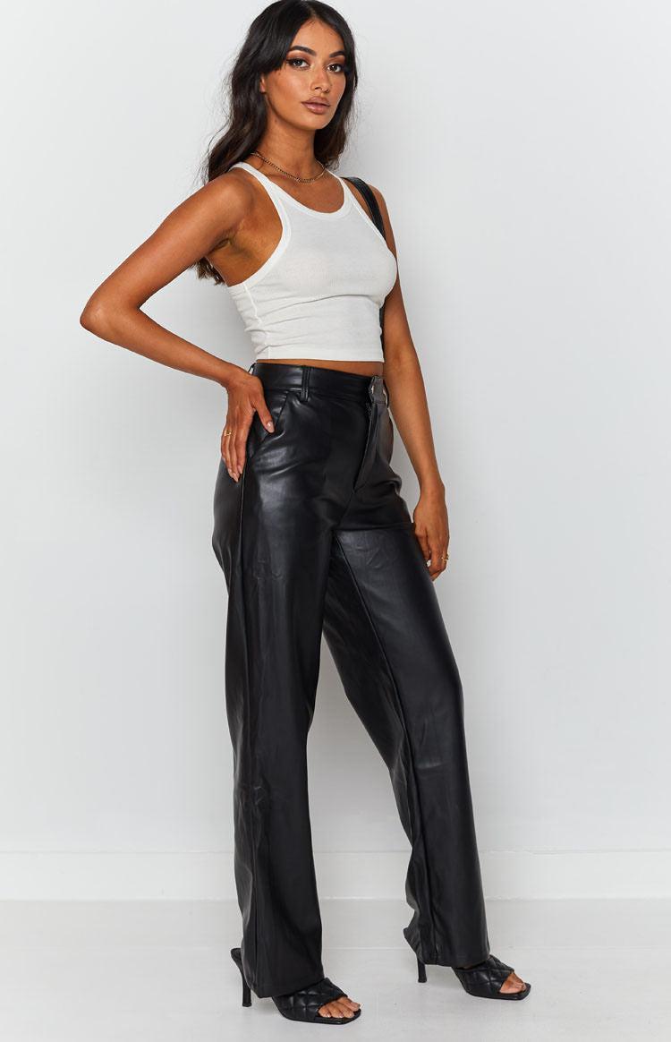 Cool Shade PU Pants Black Product Image