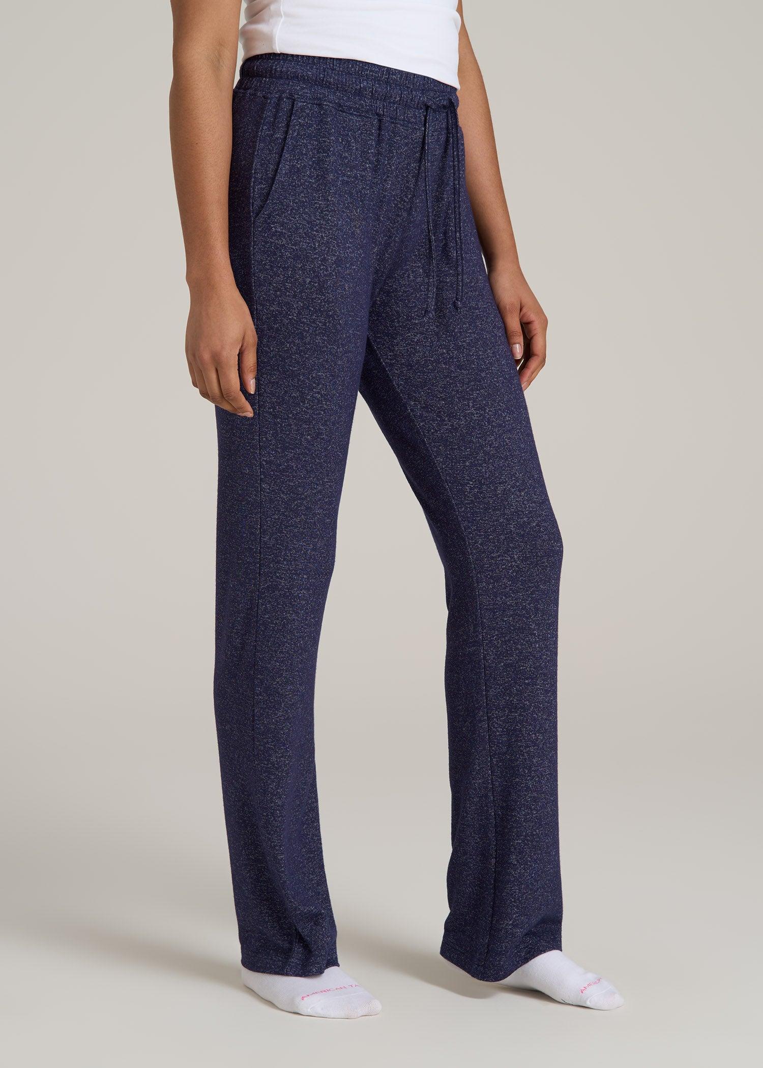 Open-Bottom Cozy PJ Lounge Pants for Tall Women in Regal Blue Mix Female Product Image