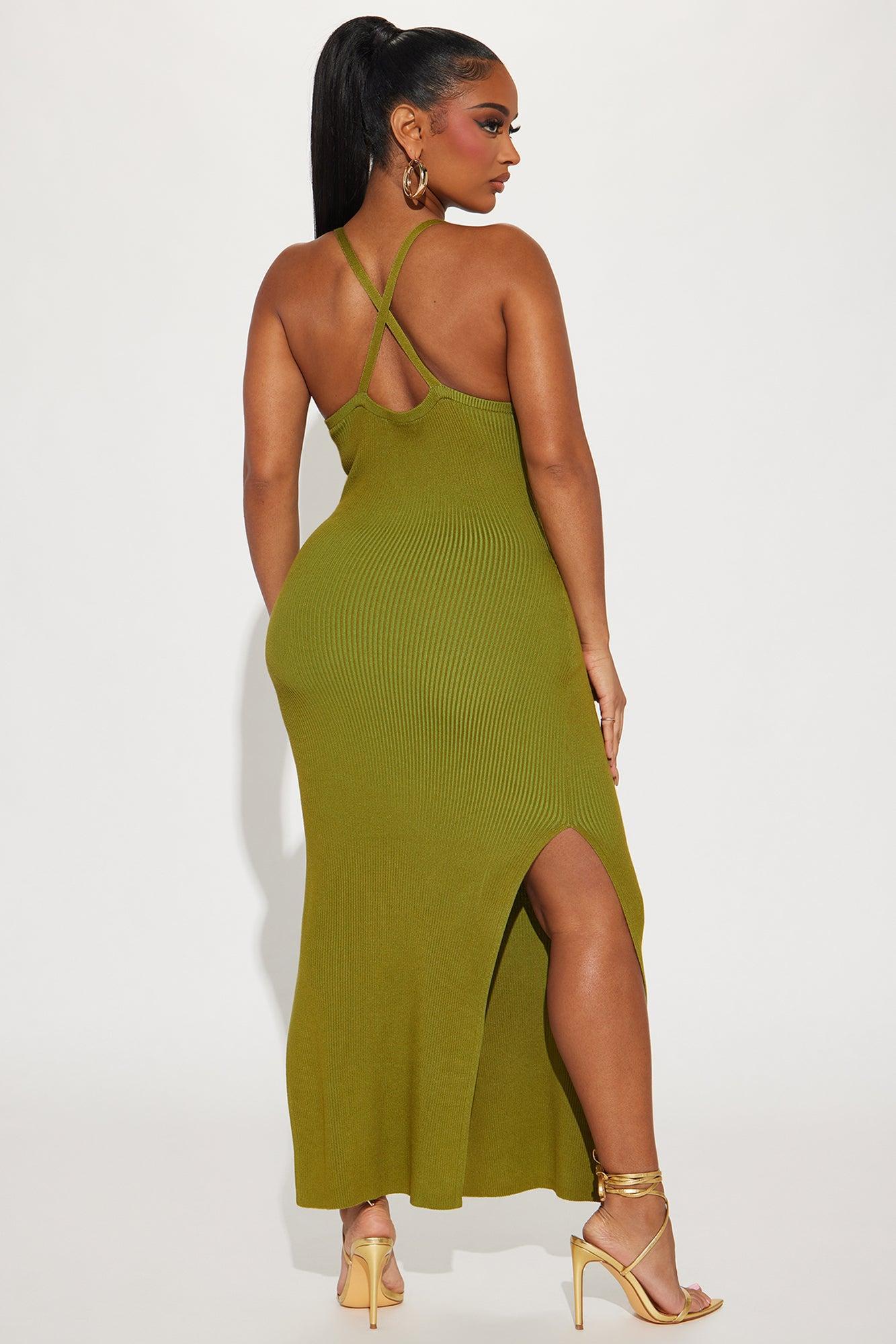 Adelyn Sweater Maxi Dress - Chartreuse Product Image