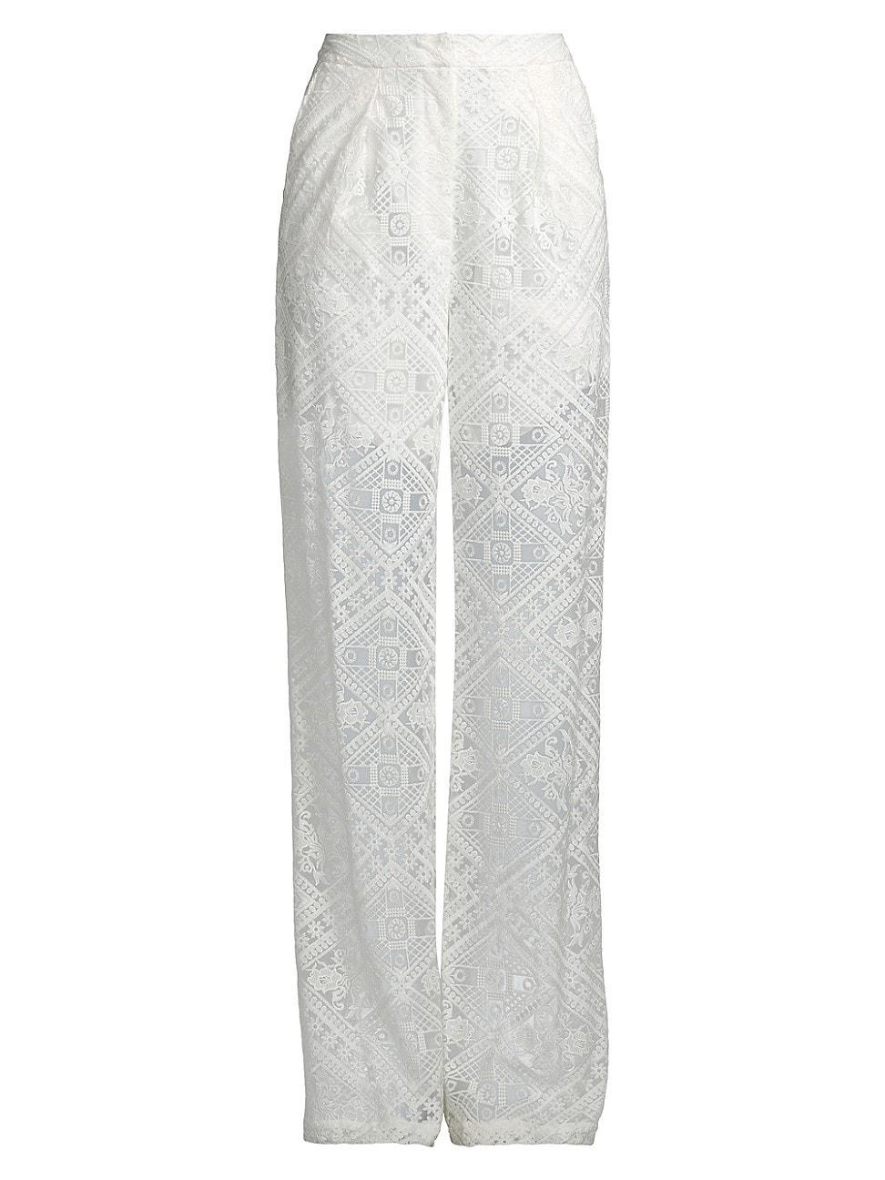 MISOOK Lace Woven High Rise Side Pocket Straight Leg Pant Product Image