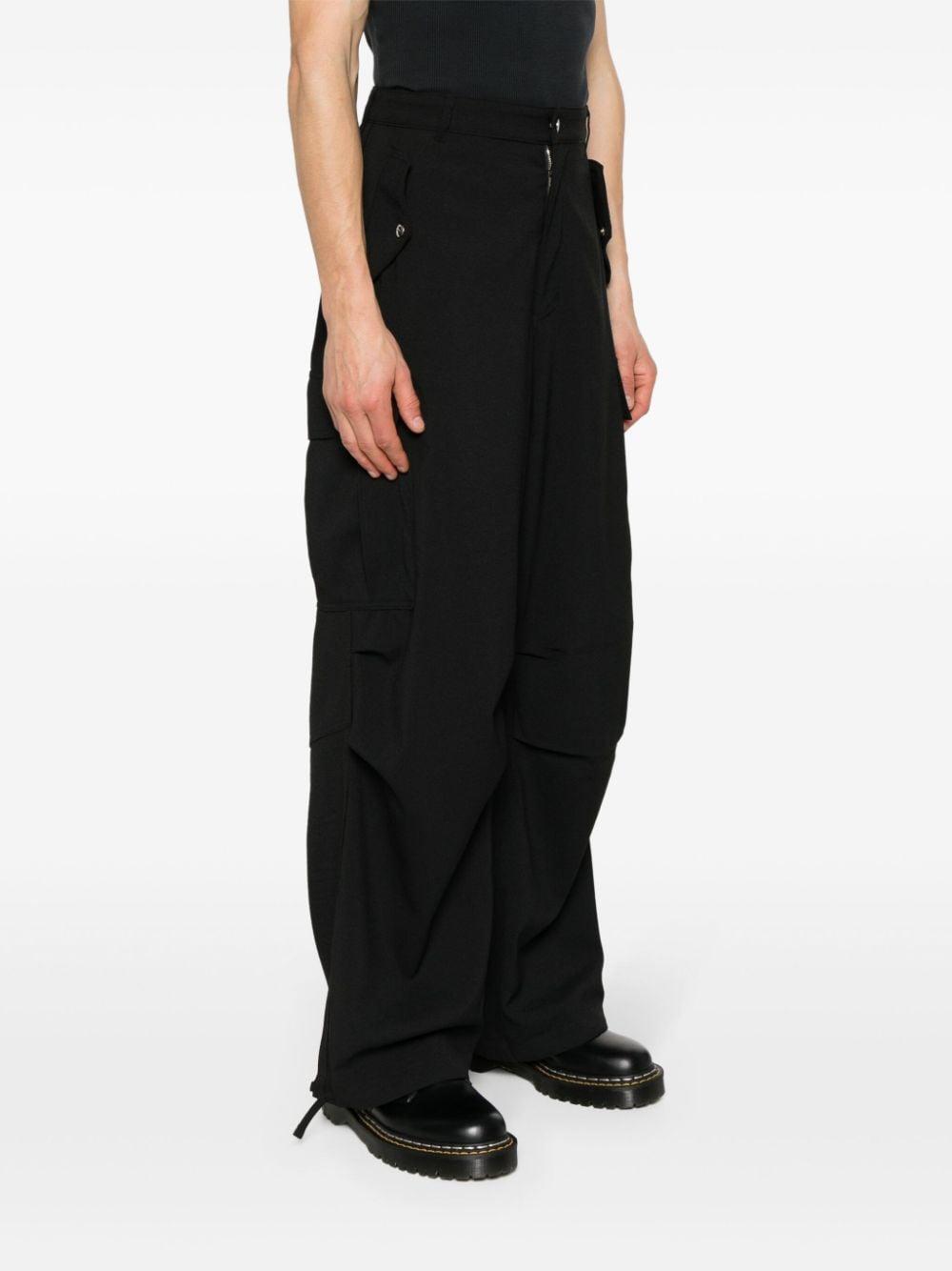 Textured-finish Straight-leg Cargo Pants In Black Product Image