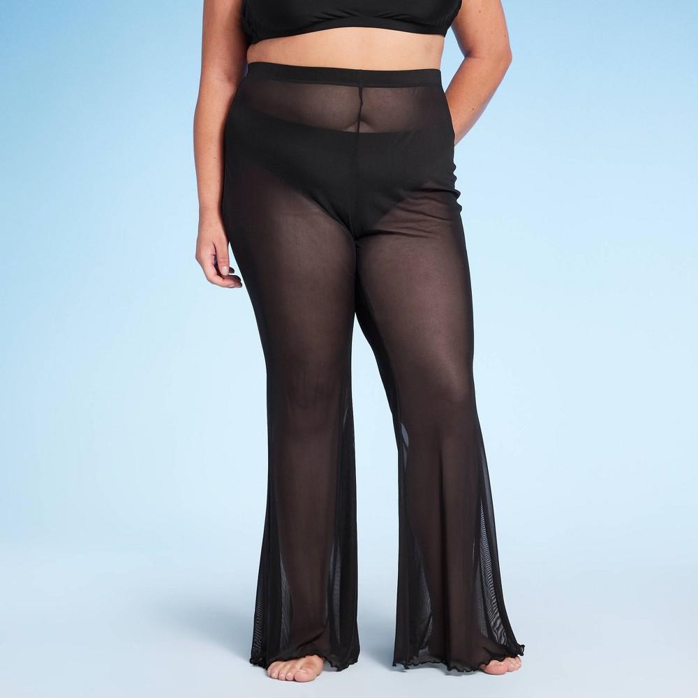 Womens Mesh High Waist Flare Cover Up Pants - Wild Fable Black 3X Product Image