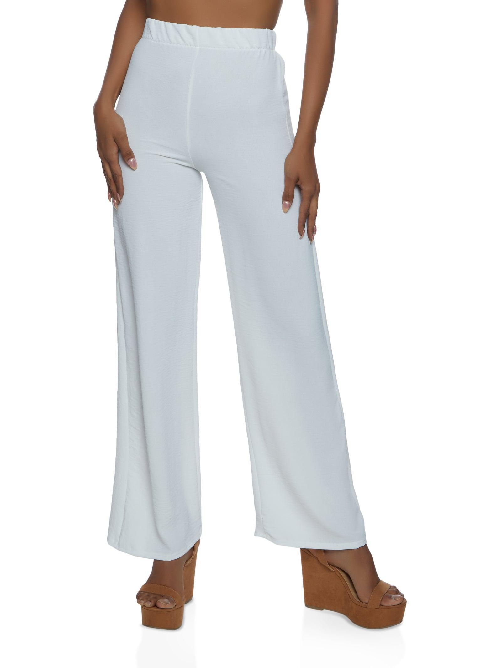 Womens Crepe Knit High Waisted Wide Leg Pants product image