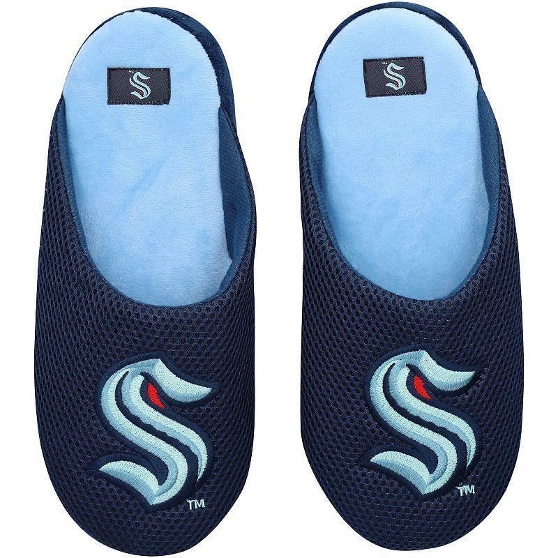 Mens FOCO Seattle Kraken Big Logo Colorblock Mesh Slippers Product Image