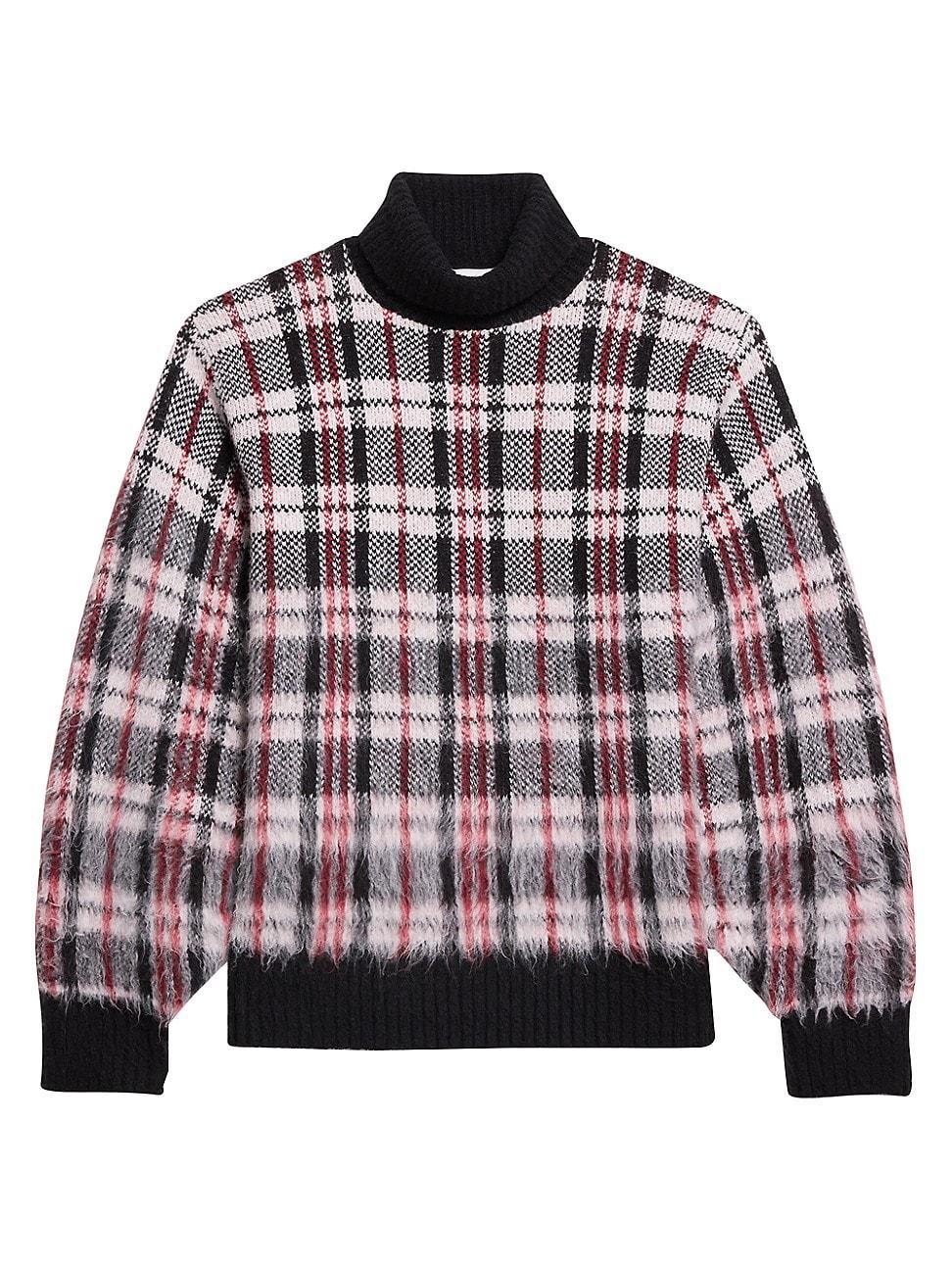 Womens Plaid Turtleneck Sweater product image