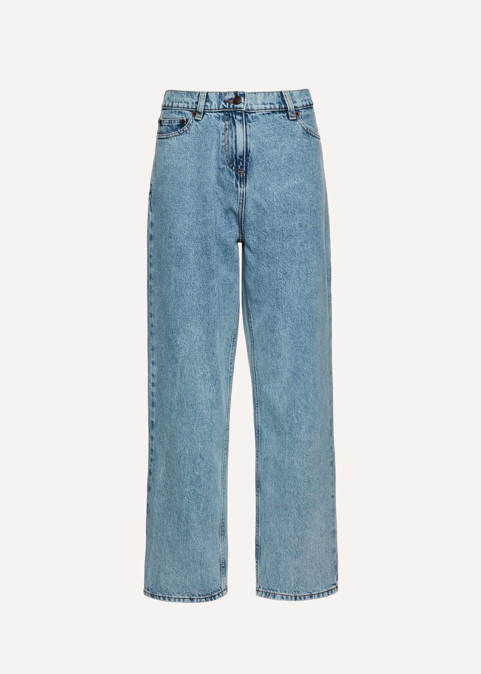 Loose leg denim pants in faded blue Product Image