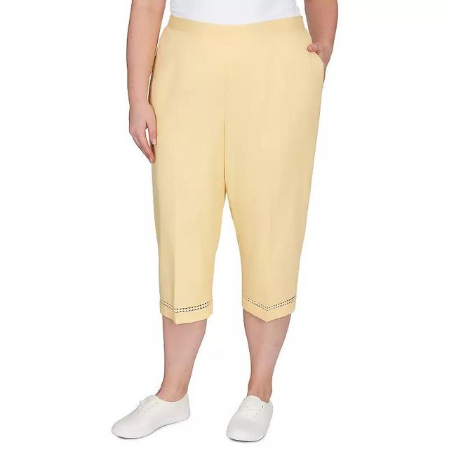 Plus Size Alfred Dunner Pull-On Capri Pants with Lace Inset Bottom, Womens Product Image