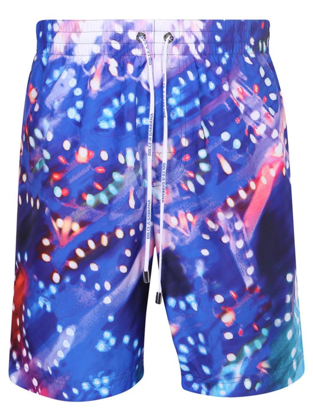 Graphic-print Swimming Shorts In Blue Product Image