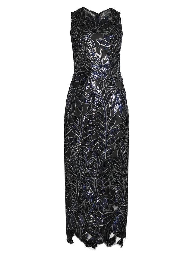 Womens Kinsley Floral Sequins Midi-Dress Product Image