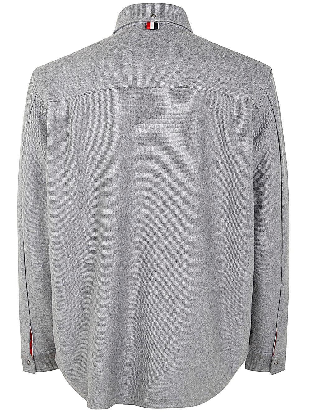 THOM BROWNE Shirt Jacket In Double Face Knit Eng Rwb Stripe In Grey Product Image