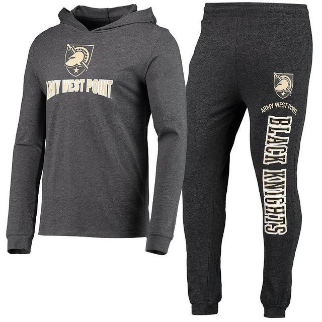 Mens Concepts Sport Black/Heather Charcoal Army Black Knights Meter Long Sleeve Hoodie T-Shirt & Jogger Pajama Set Product Image