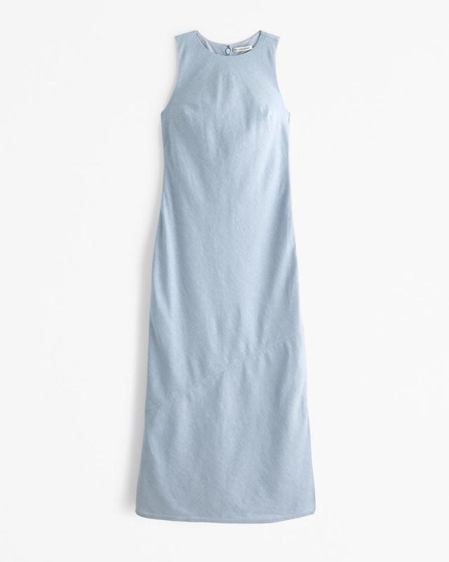 High-Neck Linen-Blend Maxi Dress Product Image