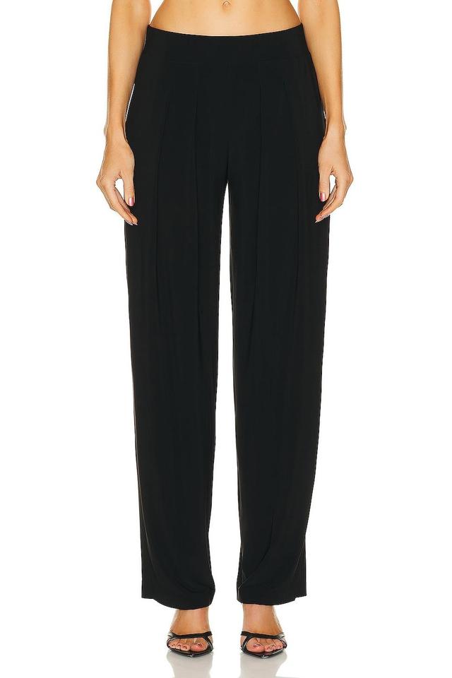 Norma Kamali Low Rise Pleated Trouser Black. (also in L, M, XS). Product Image