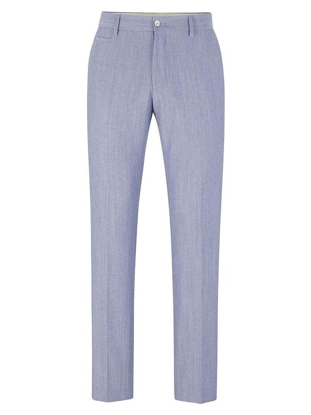 Mens Micro-Pattern Formal Trousers In A Cotton Blend Product Image