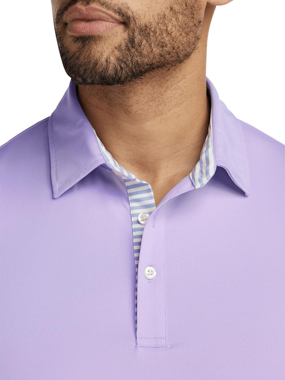 Performance Blend Three Button Polo - Light Purple Product Image