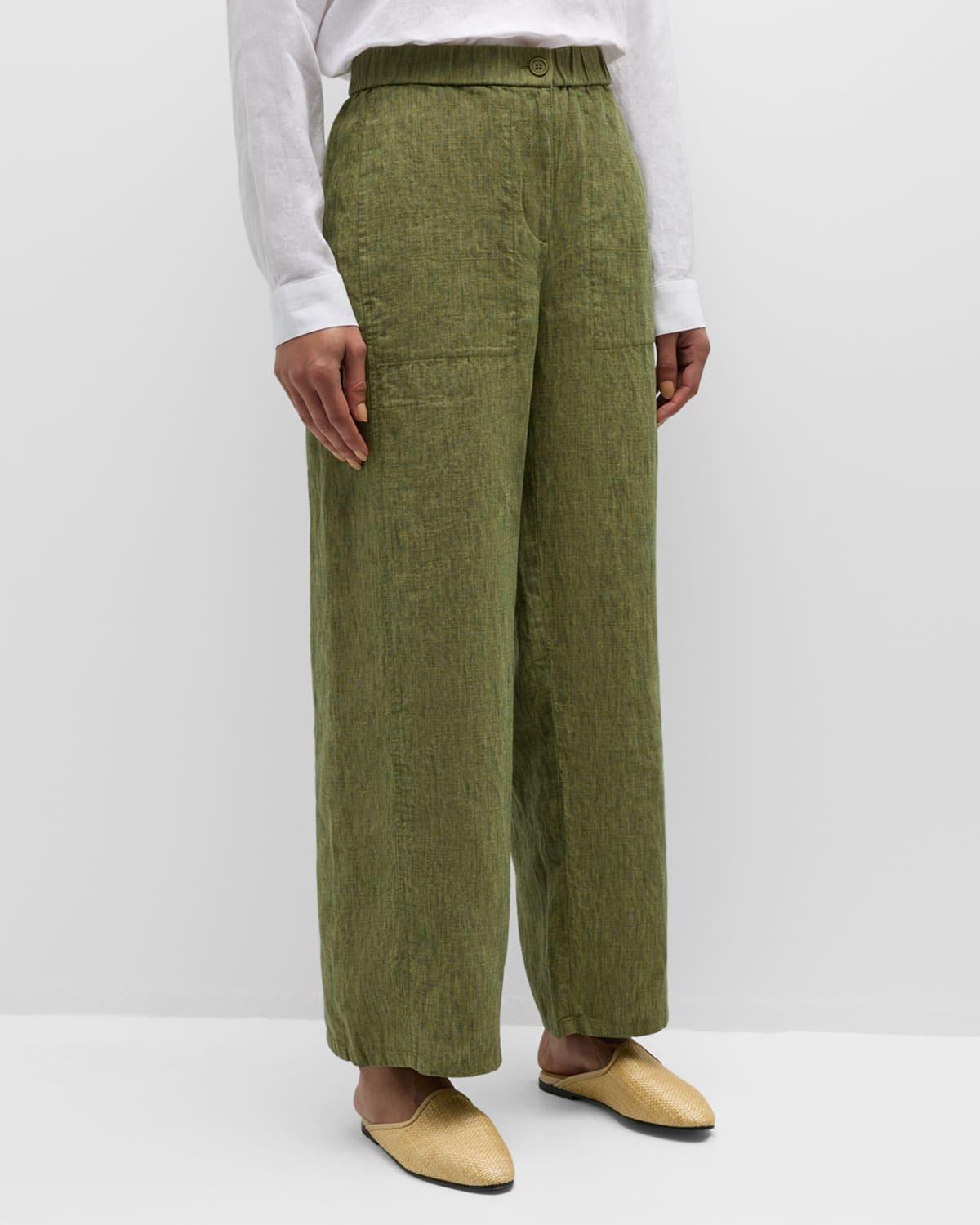 Cropped Wide-Leg Organic Linen Pants Product Image