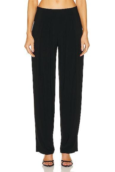 Norma Kamali Low Rise Pleated Trouser Black. (also in L, M, XS). Product Image