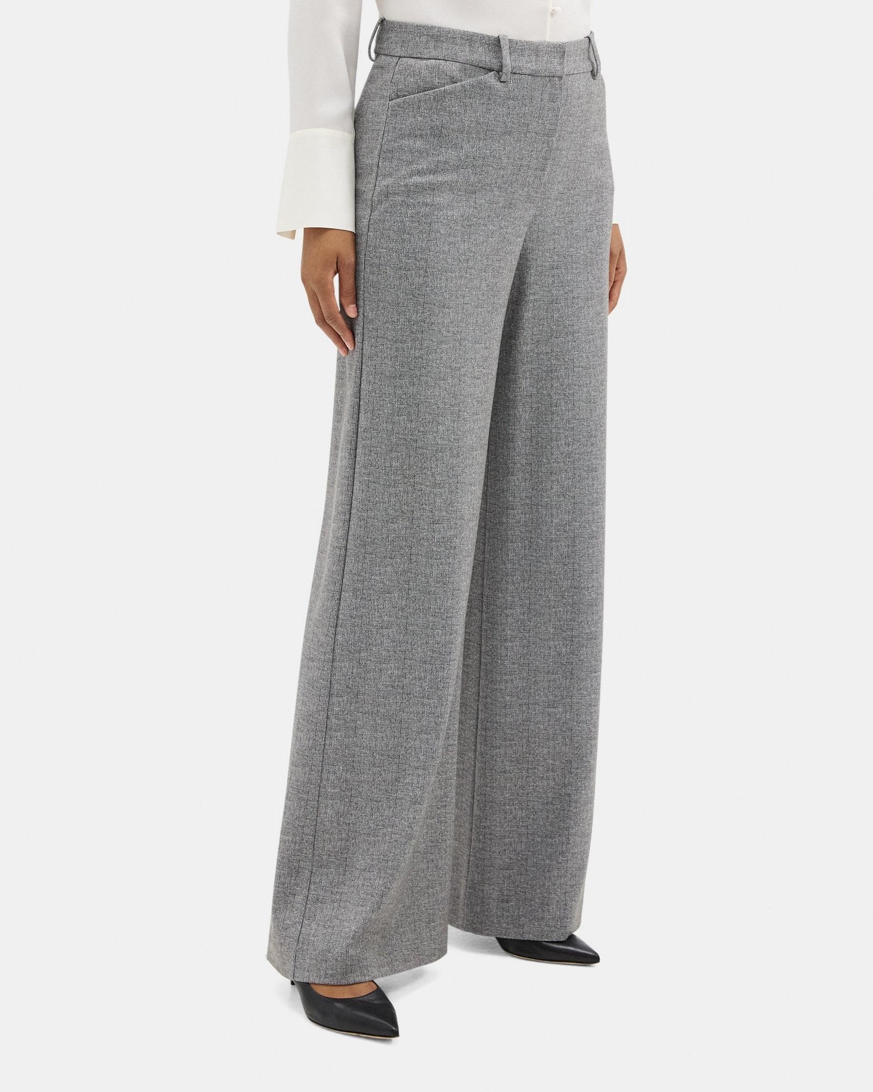 Wide-Leg Pant in Plaid Ponte Product Image