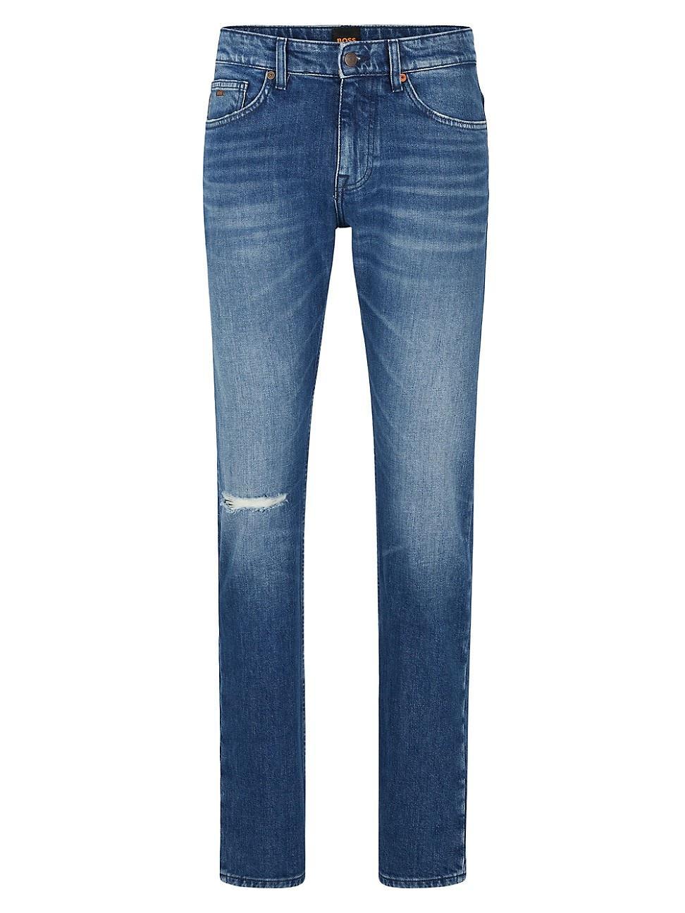 Mens Slim-fit jeans in blue comfort-stretch Italian denim Product Image