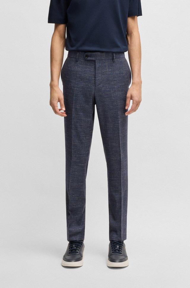 BOSS - Slim-fit trousers in patterned wool - Dark Blue Product Image