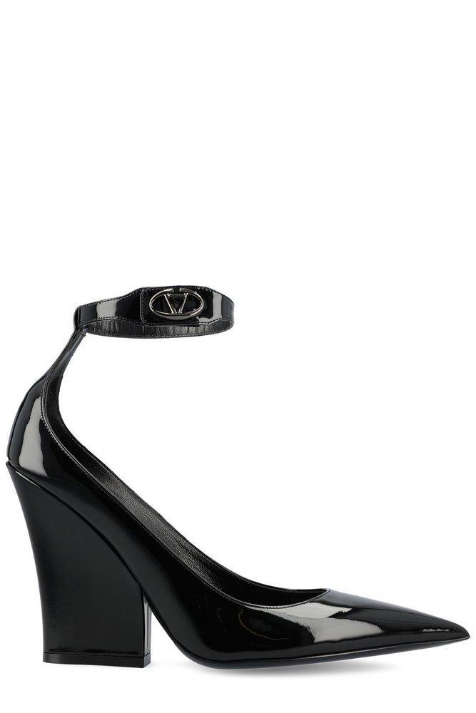 Vlogo Lockette Leather Ankle Strap Pumps In Black Product Image