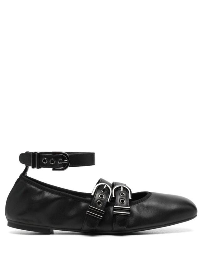 STUART WEITZMAN Maverick Leather Ballerina Shoes In Black Product Image