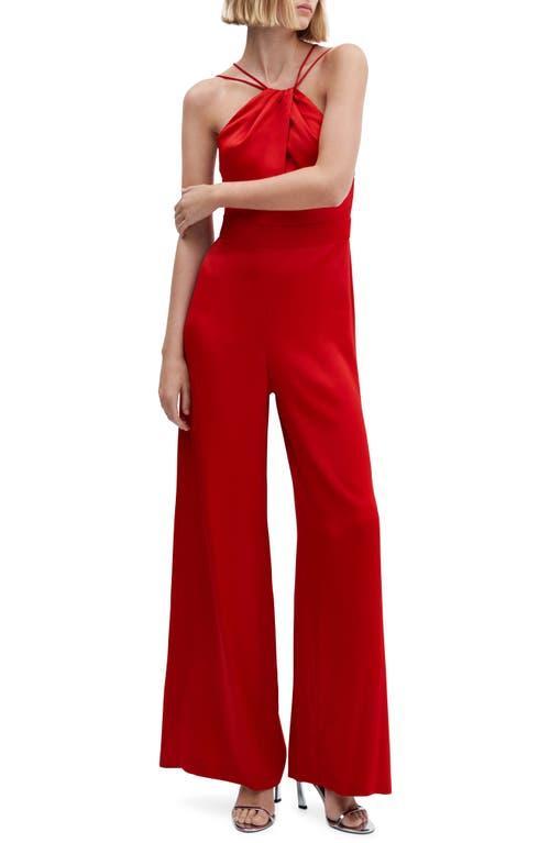 MANGO Front Twist Satin Jumpsuit Product Image