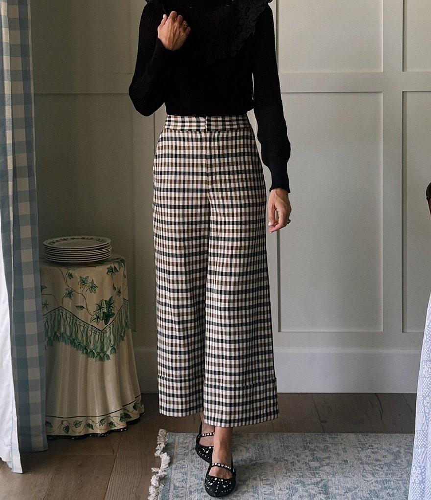 Antonio Melani x Jennifer Sumko Amelia Check Plaid High Rise Flat Front Long Cuff Trouser Coordinating Pants Product Image