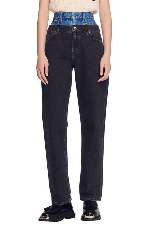 Womens Two-Tone Double-Waisted Jeans Product Image