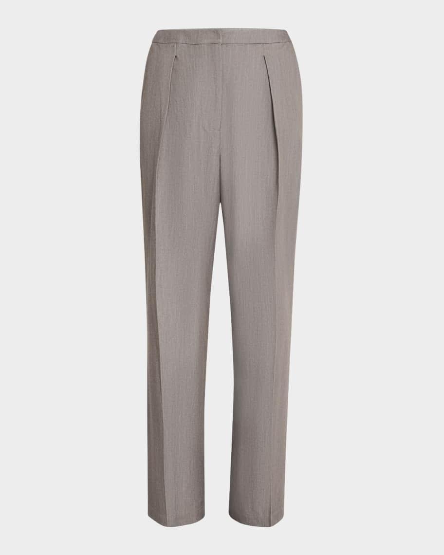 Pleated Wide-Leg Stretch Woven Pants product image