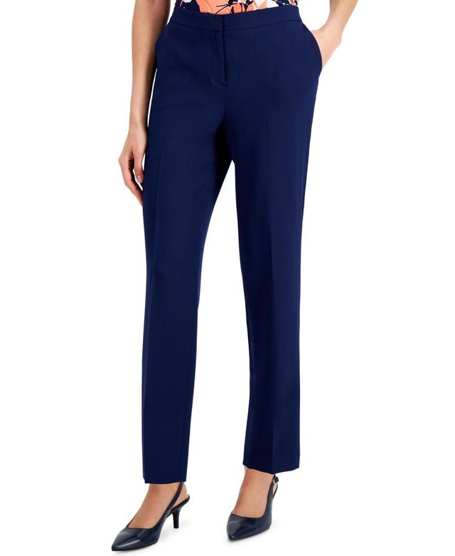 Kasper Slim Straight-Leg Elastic-Back Pants Product Image