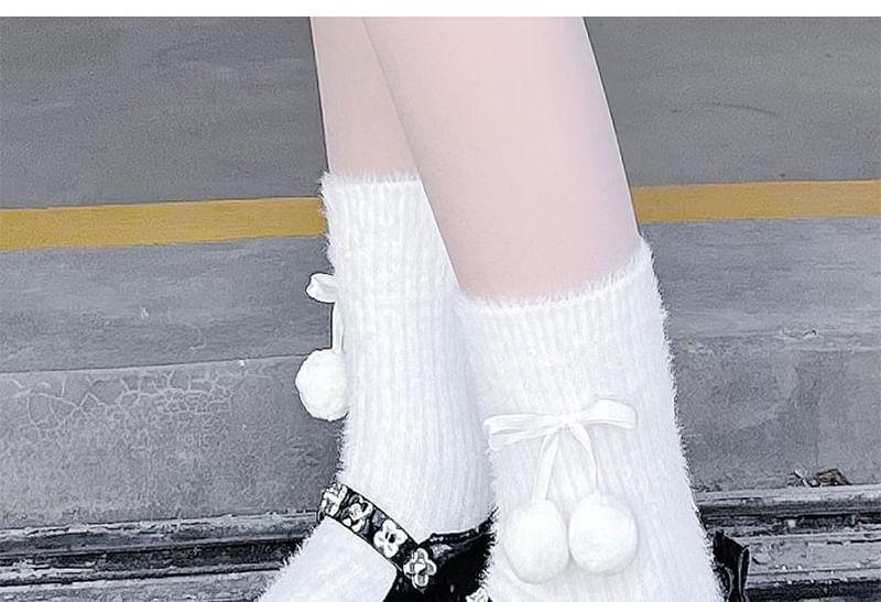 Bow Pom Pom Fluffy Socks (Various Designs) Product Image