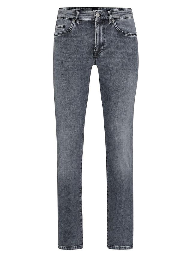 Mens Slim-Fit Jeans In Stonewashed Italian Stretch Denim Product Image