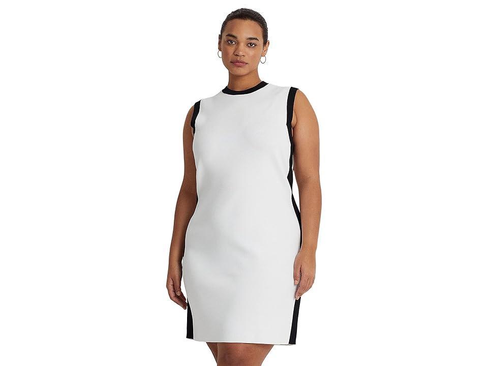 Lauren Ralph Lauren Plus Size Two-Tone Sleeveless Sweaterdress Black) Women's Clothing Product Image