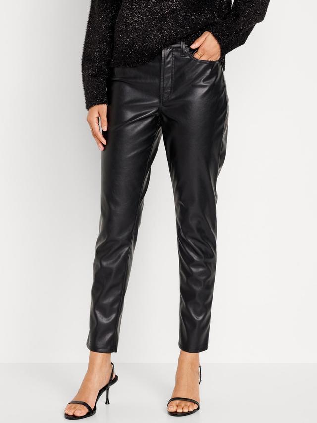 High-Waisted OG Straight Faux-Leather Ankle Pants for Women Product Image